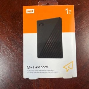 WD - My Passport 1TB External USB 3.0 Portable Hard Drive - Black - Afbeelding 1 van 2