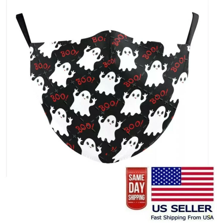 Boo Ghost Halloween 3D Printing Face Mask Adjustable US Seller Fast Ship N - Image 1 of 4