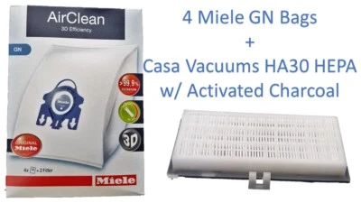 Miele Type GN + Casa Vacuums HA30 HEPA  4 Bags & 3 Filters C1 S400, S2, S600 - Image 1 of 4