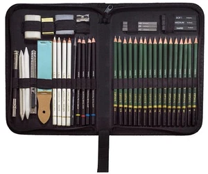Sketching Pencils Drawing Kit 42 Pcs with Zippered Carrying Case Pack of 1 - Picture 1 of 5