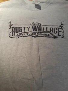 Rusty Wallace Nascar Official Fan Club Member 2005 White/Gray T-Shirt Men's L - Picture 1 of 5