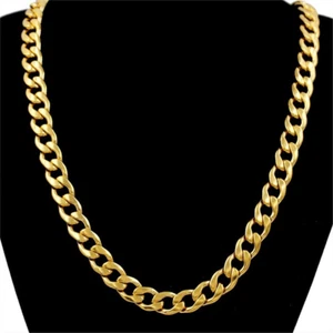 18k Gold Plated Cuban Link Curb Chain Necklace Jewellery 6mm width - UK SELLER - Picture 1 of 3