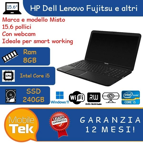 PC RICONDIZIONATO NOTEBOOK PORTATILE OTTIMO INTEL CORE I5 WINDOWS 11 15.6" - Immagine 1 di 1