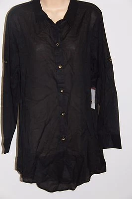 NWT Michael Kors Swimsuit Cover Up Shirt Dress Size XS Black Cotton - Image 1 of 4