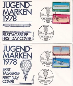 Bundesrepublik FDC 964-7 SC B549-2 Fluggeschichte 2 Briefe - Bild 1 von 1