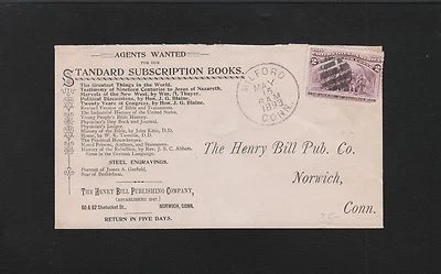 Henry Bill Publishing Agents Wanted Milford CT 1893 Fancy Grid Cover 5r - Image 1 of 3