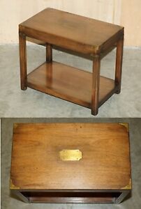 LOVELY HARRODS LONDON KENNEDY MILITARY CAMPAIGN HIGH SIDE END TABLE MAHOGANY
