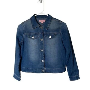 BCBG Girls Blue Denim Button Front Distressed Jean Jacket Size Medium or 10-12 - Picture 1 of 9