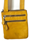 Sabina Cross Body Bag Leather Yellow Gold Tone Zip Closure Leather Lined