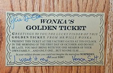 Julie Dawn Cole Signed Golden Ticket “Veruca Salt” Willy Wonka I WANT IT NOW Coa