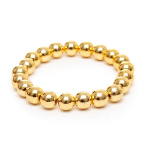 Stretch Bracelet Unique Light Gold Hematite Gemstone Beaded Hand Made UK - Picture 1 of 5