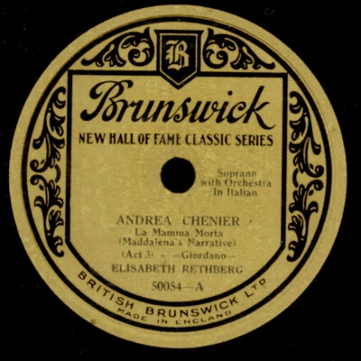 ELISABETH RETHBERG -SOPRAN-"Andrea Chenier" La Mamma Morta Schellackplatte G3946 - Bild 1 von 2