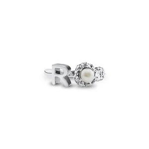 Unisex's Handmade Tiny Classic Pearl-R Ring 925 Silver with White Gold Plated - Picture 1 of 3