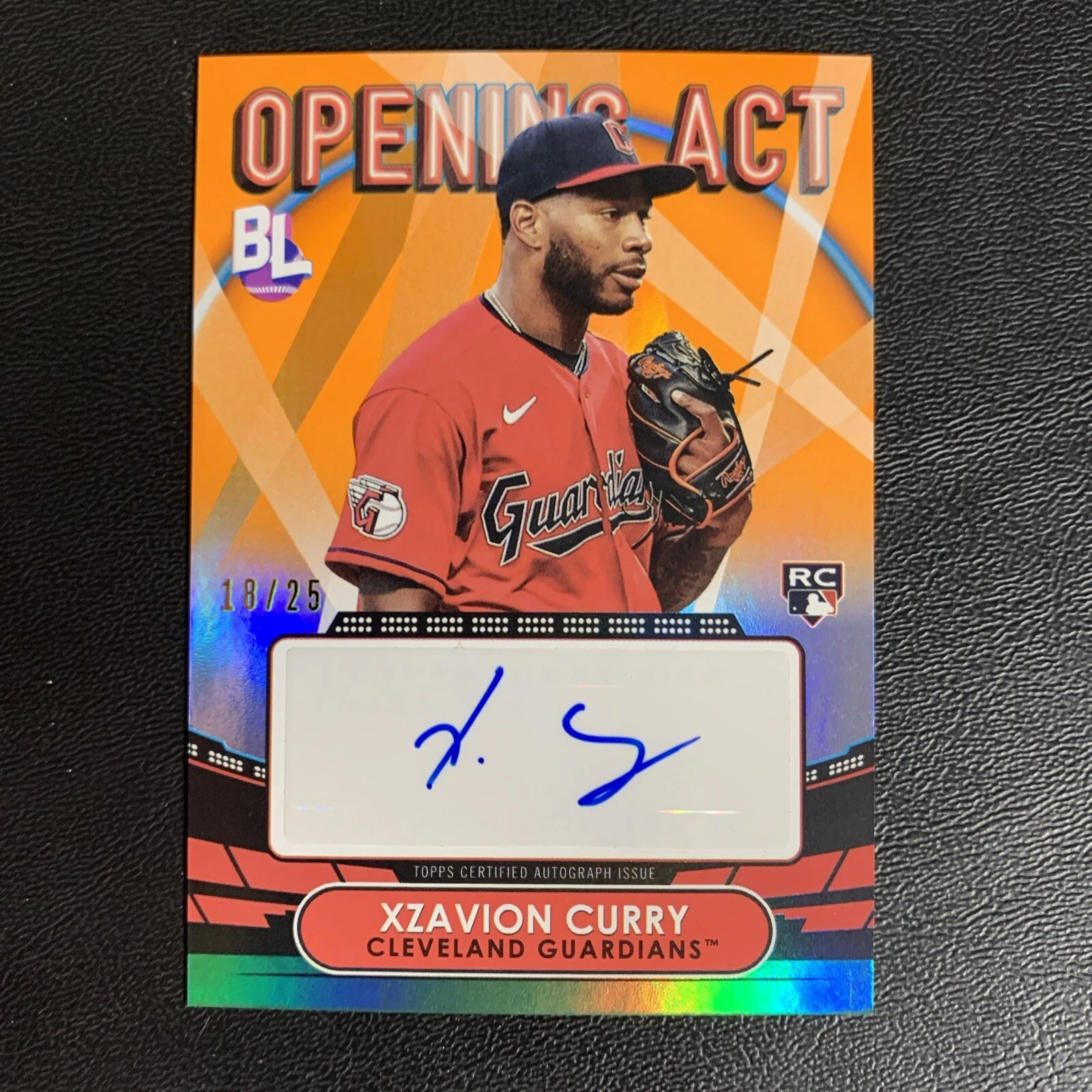 2023 Topps Big League Opening Act Xzavion Curry Orange Auto /25 RC Guardians