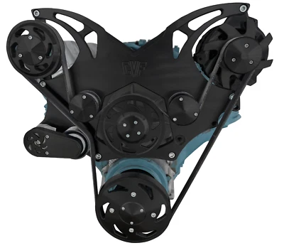 New Pontiac Serpentine System for 350-400, 428 & 455 ALL INCLUSIVE BLACK ALT - Image 1 of 3