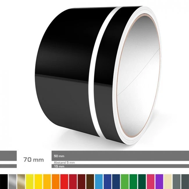 MOTOKING Doppel-Zierstreifen 70 mm ver. Farben für Auto, Motorrad, Wohnmobil, Modellbau