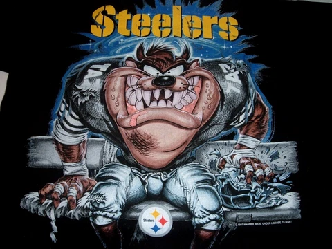 PITTSBURGH STEELERS T Shirt VINTAGE Men’s Looney Tunes TAZ 90's 1997 Sz XL RARE Cover
