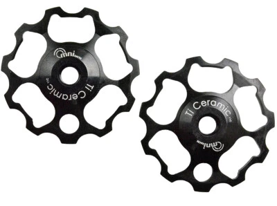 OMNI Racer WORLDS LIGHTEST Ti Ceramic Derailleur Pulleys: Fits SRAM 11: Black - Image 1 of 4