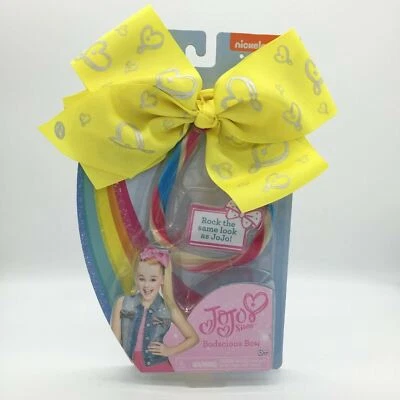 JoJo Siwa Bodacious Lazo Amarillo Con Corazones y Extensión de Cabello Arco Iris NUEVO Foto 1 de 4