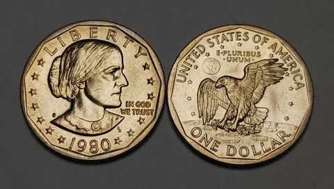 1x 1980-S US $1 Susan B Anthony - UNC or AU - One Dollar SBA Coin Cover