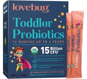 Lovebug Toddler Probiotics - Organic Probiotic for Kids & Toddler Constipatio... - Picture 1 of 5