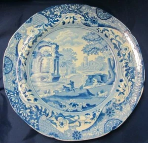 Antique Victorian Spode Italian Blue Transferware 10" Plate c1805+ - Picture 1 of 5