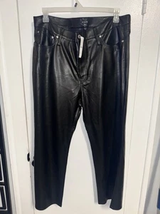 J. CREW Wide Leg Leather Pants Black Size 34 New with Tag - Picture 1 of 4