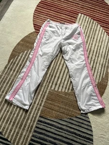 Vintage Women's Y2K Aeropostale Lined Baggy White/Pink Track Pants Medium - Picture 1 of 13