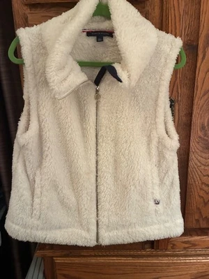 #298 CHALECO SIN MANGAS TOMMY HILFIGER MUJER GRANDE NUEVO SIN ETIQUETAS CREMALLERA COMPLETA BLANCO IMITACIÓN PIEL  Foto 1 de 4