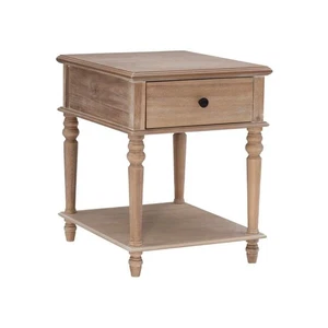 Powell Company Perl 20 in. Natural Brown Rectangle Wood End Table with Drawer - Picture 1 of 11