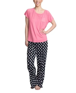 Muk Luks Women's T-Shirt & Pants Pajama Set (Pink, Medium) - Picture 1 of 2