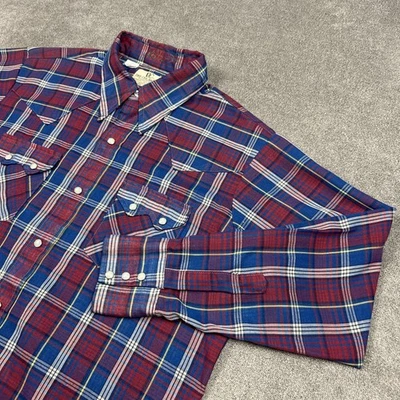 Camisa De Colección Dee Cee Western Pearl Snap Diente de Sierra Botón A Cuadros Para Hombres 16.5 - 34 Grande Foto 1 de 4