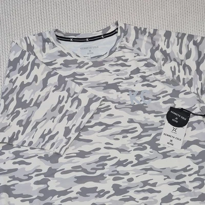 Camisa Kenneth Cole Para Hombres Active Tech S/S Elastizada Transpirable Suave Blanca Camuflada Talla L Foto 1 de 4
