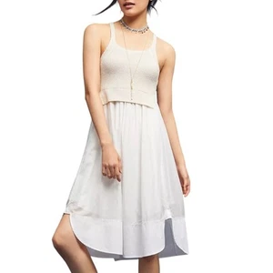 Anthropologie Maeve Varadero Mixed Medium Ivory Cream Midi Dress Size Small - Picture 1 of 16