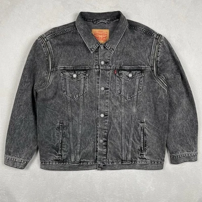Chaqueta de Camionero Levis Denim Para Hombres 2XL Gris Cremallera Manga Desmontable Motociclista Grunge Foto 1 de 4