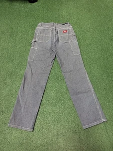 Dickies Hickory Stripe Carpenter Pants Women Juniors 5/27 Navy White Y2K Skate - Picture 1 of 16