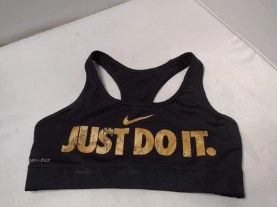 Nike Dri-fit Racerback Sports Bra Small Black Gold JDI Logo Active Workout ZZ - Image 1 of 4