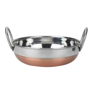 Fondo de cobre de calibre pesado de acero inoxidable Kadai código 26 - Imagen 1 de 2