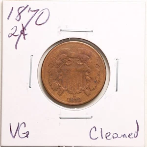 1870 2C Two Cent Piece with VG Detail Cleaned #5399 - Picture 1 of 2