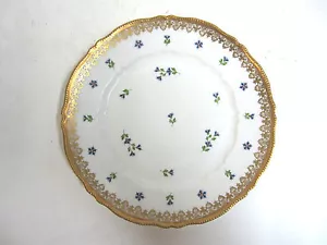 Raro caricatore piatto vintage vittoriano Comte D'Artois Limoges Francia oro floreale - Foto 1 di 8