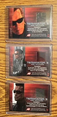 TERMINATOR 3 (Comic Images/2003): T-WORN COSTUME CARD SET (all 3) T1, T2, T3 - Image 1 of 3