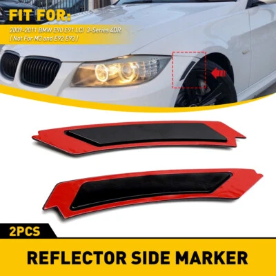 FOR 2009-2011 BMW E90 E91 SEDAN DARK SIDE SMOKE MARKER BUMPER LAMPS REFLECTOR US Foto 1 de 4