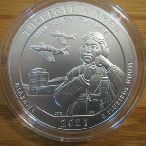 US Mint 2021 Tuskegee Airmen 5 oz Silver Quarter Round Item # 21AJ Original Box - Picture 1 of 7