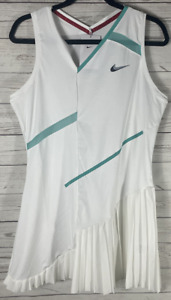 $120 Womens Size L Nike NikeCourt Dri Fit Pleated Ruffle Tennis Dress DD8710-100