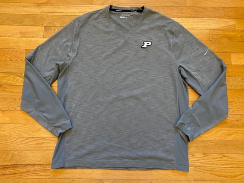 Mens Nike Golf Shirt Tour performance Gray v neck Purdue Boilermakers Sz XL Cover