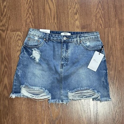 Forever 21 женщин джинсовой ткани юбка срез искусственно состаренный размер 28 новый с Ярлыками - Изображение 1 из 4