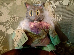 PRIMATIVES BY KATHY MARIANNE MARTINKUS COLLECTION CERAMIC HEAD FABRIC CAT DOLL - Picture 1 of 6