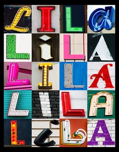 Póster con nombre LILA con fotos de letras de signos reales - Imagen 1 de 1