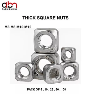 TUERCAS CUADRADAS MÉTRICAS TIPO GRUESO M3 M8 M10 M12 - TUERCA DIN 557 ACERO INOXIDABLE A2 - Imagen 1 de 13