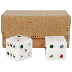 White resin dices with Swarovski crystals, Renzo Romagnoli, Italy, 2000s - Picture 1 of 3